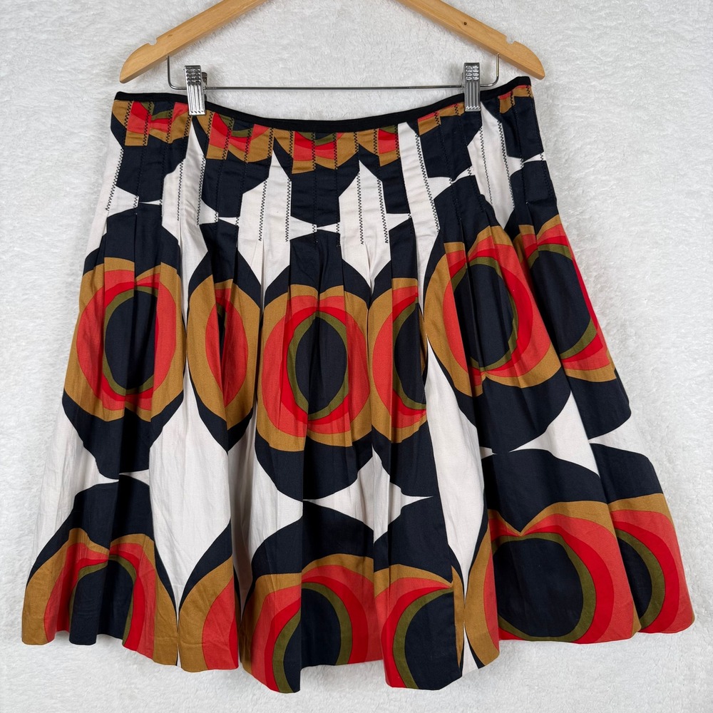 Becky & Max Skirt Womens 12 Multicolor Pleated‎ Retro Geometric Print Cotton - Picture 4 of 8